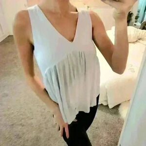 NWOT Modal Swing Top V Neck Sky Blue Sleeveless Empire Shirt Small Final Touch